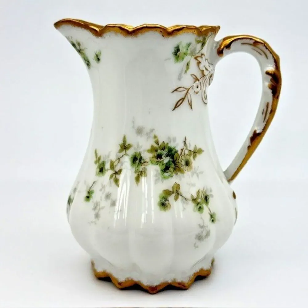 Theodore Haviland Limoges France Schleiger 150B Creamer Green Roses Gold Trim 5